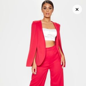 PrettyLittleThing Red Cape Blazer NWT 🔥